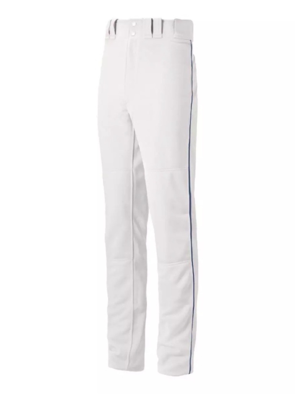Mizuno Youth White Baseball Pants with Navy Side Stripe